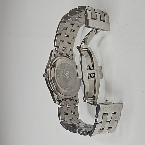 Authentic Gucci Watch 5500M Dial Quartz Silver  Gray Link Date Watch - Picture 7 of 14